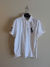 Polo Ralph Lauren White Slim fit Mens Medium Embroidered Logo Polo Shirt