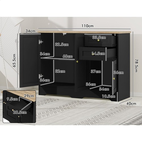 ALFORDSON Sideboard Buffet Cupboard Storage Cabinet Hallway Kitchen Drawers Door - Picture 9 of 48