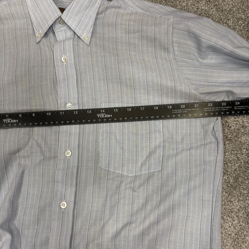 Camisa social masculina vintage Turnbury Hampton listras azuis manga comprida grande - Imagem 4 de 4