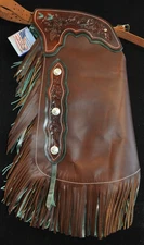 Custom Made Leather Chinks/Leather/New Green Chaps/Made In USA