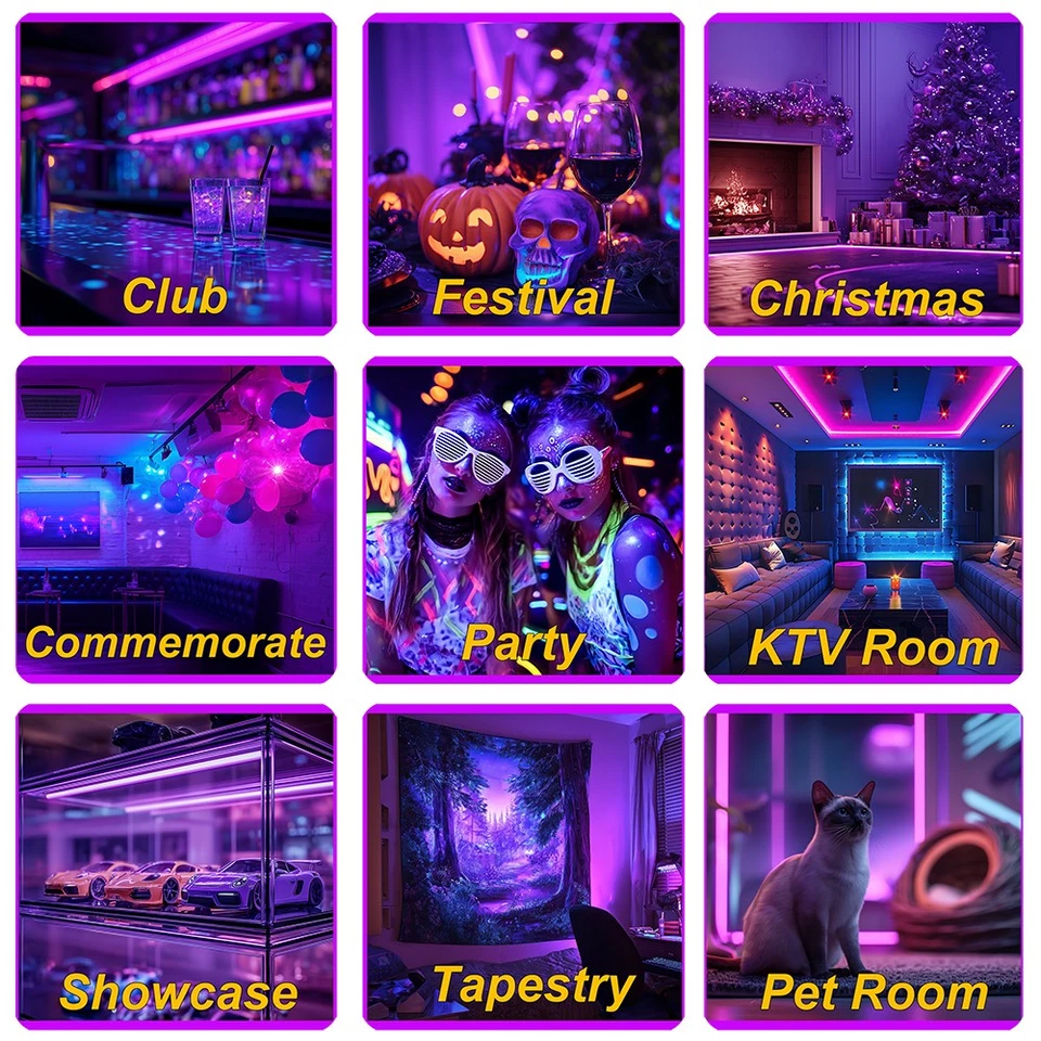 12 or 24 Pack 4 Foot UV Black Lights for Parties Halloween Christmas Decoration - Image 4 of 4