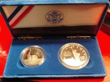 États-Unis coffret 1/2 et 1 Dollar 1986 BE Argent