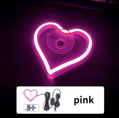 Rosa LED Ambientelicht, Love Heart USB Fahrzeug Neonbeleuchtung mit Fernbedienung