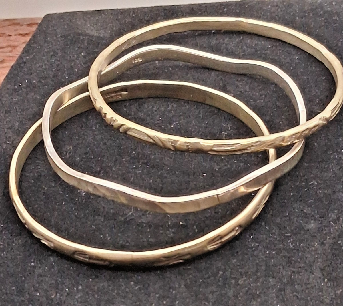 Sterling Silver Bangle Bracelets 3 pc ornamental … - image 11