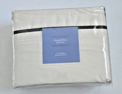 Simply Vera Wang Tea Garden Queen Sheet Set New Beige