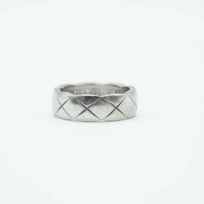 Chanel Coco Crush Ring Steppmotiv, Kleine Version 18K Weißgold, Größe:55,7g