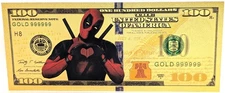 Deadpool Marvel Comics $100 Novelty 24K Gold Foil Plated Note Bill GFN60
