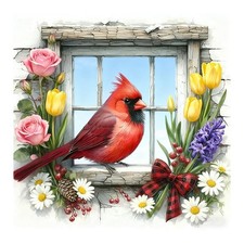 Cardinal and Flowers Diamond Art Kits for Adults, 5D Diamond Painting Kits fo