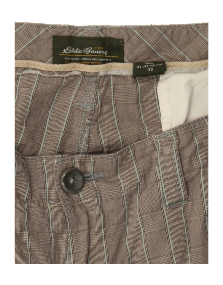 Pantalones Cortos Chinos EDDIE BAUER Para Hombres W33 Medianos Gris Cuadros Algodón CA10 Foto 3 de 3