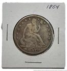 1854 P Philadelphia Seated Liberty Fine Silver 50C Half Dollar Coin Arrows Rays