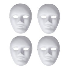 Blank White Paintable Paper Mache Mask DIY Full Face Masks for Artistic Proje...