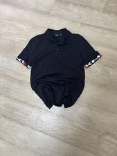 BOSS Hugo Boss Black Pique Polo Shirt with Logo Graphic Sleeve Cuffs