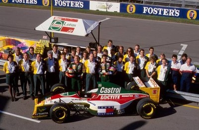 Johnny Herbert Pedro Lamy and Team Lotus with the Lotus 107B Ford - Old Photo