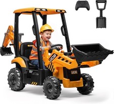 JCB 12V Kids Ride  On Excavator w/ Remote, 3  in  1 Digger, Bulldozer  Backhoe