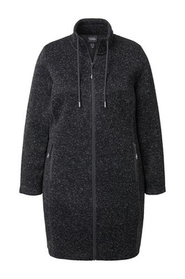 Ulla Popken Damen große Größen Strickfleecejacke Stehkragen lang