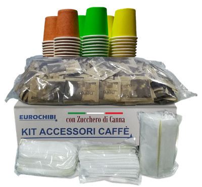 KAFFEE ZUBEHÖR SET mit 150 ROHRZUCKERTÜTEN, GLÄSERN und PALETTEN