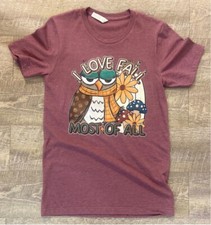 Bella Canvas, Women's T-shirt, Size Medium, Maroon - Owl Fall, New