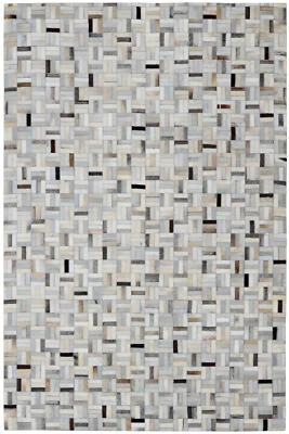 Leder Teppich Fellteppich 150x240 cm Tappeto Kuhfell Handmade beige braun grau - Bild 1 von 4