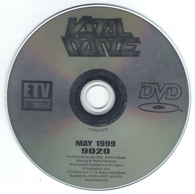 Vital Dance May 1999 Promo Only DVD - Blondie Madonna Cher Massive Attack Silkk