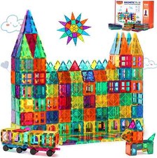 Magnetic Tiles Building Blocks for Kids STEM Educational 100 PCS with 2 Cars