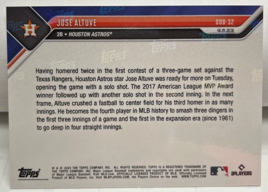 Jose Altuve 2023 Topps Now Road To Opening Day Bonus #ODB-32 - ASTROS - SP /472 - Image 2 of 2