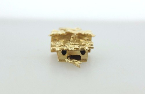 8K Yellow Gold Filled 3D Cuckoo Clock with Moving Pendulum Charm Pendant - Picture 8 of 8