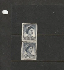 STAMPS AUST PRE DECIMAL 1959 5dBLUE QUEEN COIL PAIR MUH 