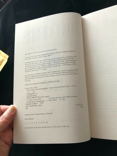 Tony Curtis: The Autobiography Book 1993 SIGNED 1st Edition - Picture 11 of 12