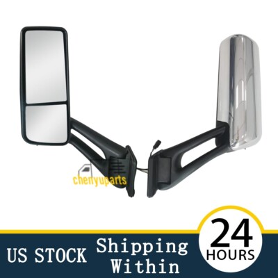 Pair Left & Right Chrome Heated Door Mirrors For 2012-2020 Peterbilt 579 567
