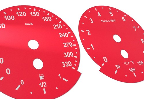For BMW M5, M6, E60, E63 RED - Speedometer Dials from MPH to Km/h Gauges - Picture 3 of 6