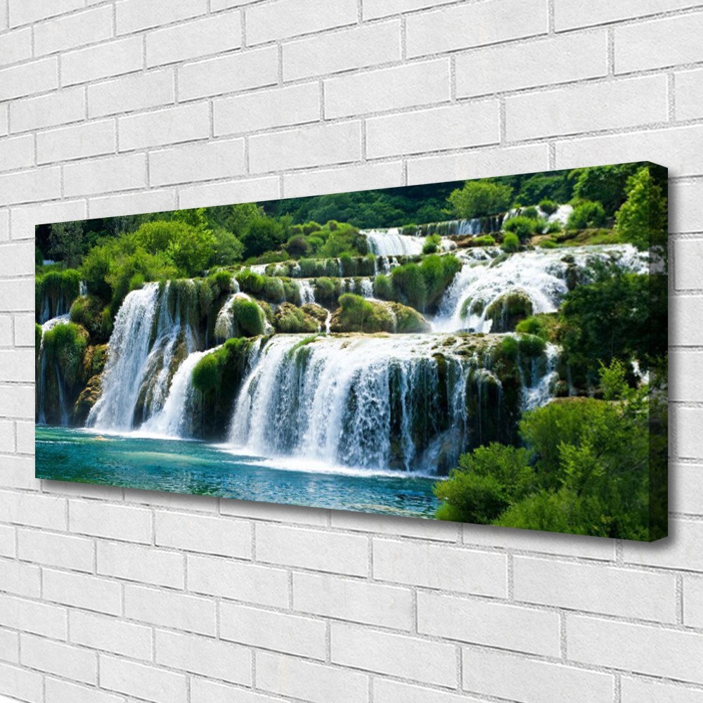 Grand tableau nature cascade 125x50cm pour habiller un grand mur vide