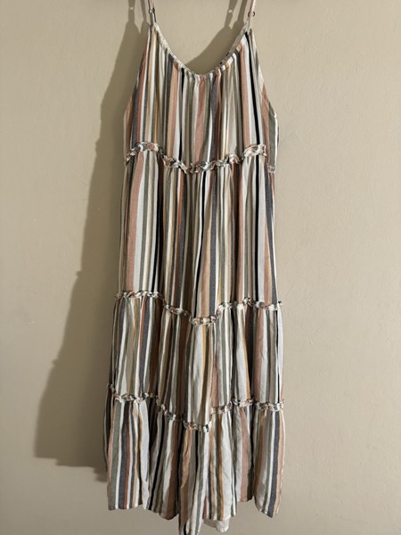 World Market Maxi Boho Dress S/M Sun Dress Ruffled Edge EUC Multi Color