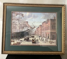 Murray Yorke Signed Print Limited Editions 323/1950 Ships Harbor Horse Carriage