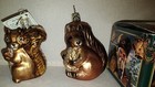 2 OWC Old World Christmas SQUIRRELS Gold Glass Christmas Ornament Glitter 3" — photo 3