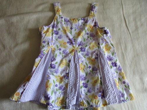EUC/VGUC 5/6 Gymboree Daffodil Garden Tank/Capri Pants Purple/Yellow Seersucker - Picture 3 of 5