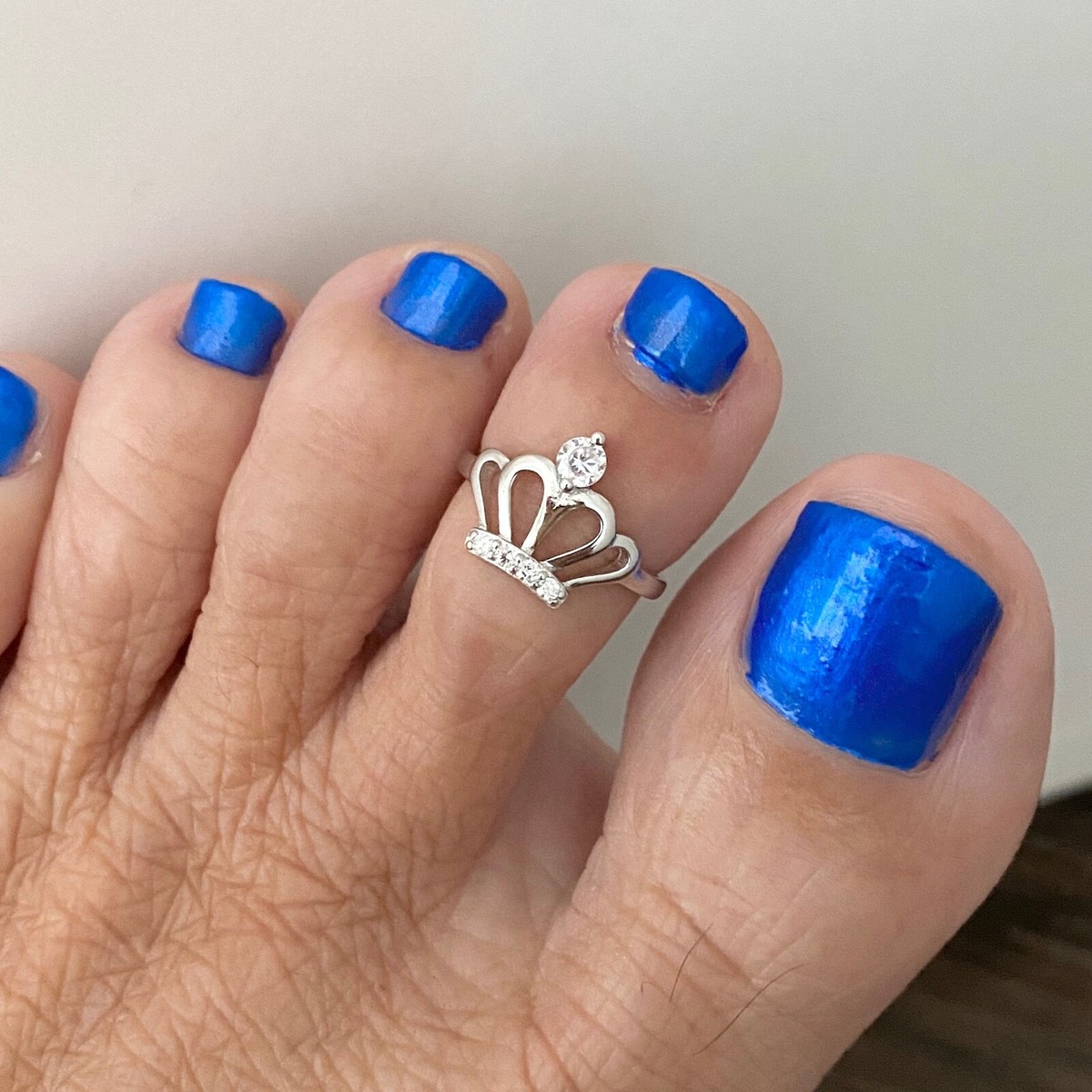 Sterling Silver Crown Toe Ring with CZ, Silver Rings, Crown Ring, Princess  Ring