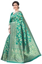 Women's Soft Silk Blend Banarasi Saree With Blouse Piece