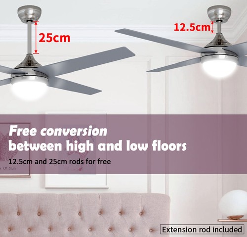 48'' Ceiling Fan Fans with LED Light Wall Remote Control Fans Kit 4 Blades - Picture 3 of 12