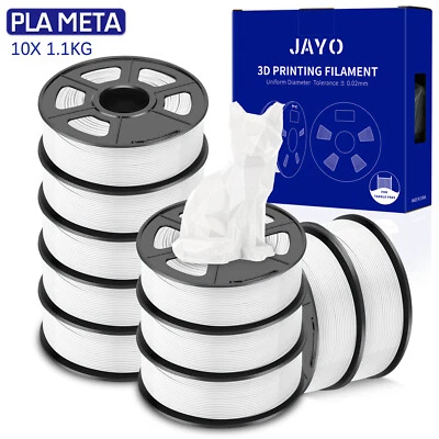 JAYO 10KG PLA Meta Blanc 1,75mm Filament d'imprimante 3D 1,1KG Pas de nœuds FDM