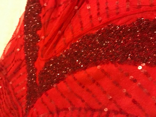 Abito da sera Cerimonia Ballo Rosso Capodanno Paillettes Strass S - Foto 3 di 7