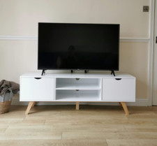 Scandinavian TV Stand Vintage Retro Furniture Storage Media Unit White Cabinet