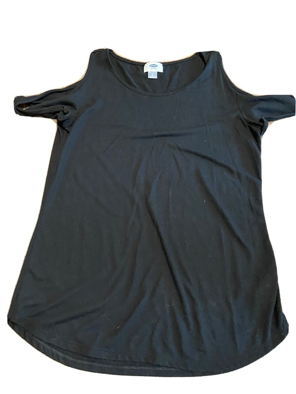 womens Old Navy black cold shoulder short sleeve shirt size small