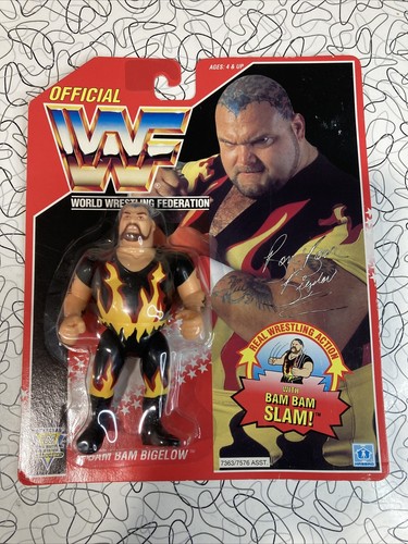 VINTAGE WWF Hasbro Bam Bam Bigelow Series 8 Red Ca...