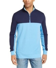 Club Room Sweater Mens Medium Regular Fit Blue Colorblocked Quarter Zip Shirt