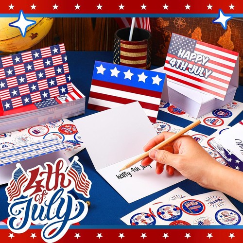 Bulk Set: 120 American Flag Thank You Cards with Envelopes & Stickers for Events - Picture 5 of 8