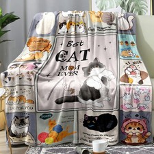 Cat Blanket Ultra Soft Flannel Throw Gifts for Cats Lovers Girls Women Mom Lo...
