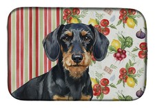 Caroline's Treasures Wirehaired Black Tan Dachshund Vegetables Dish Drying Mat