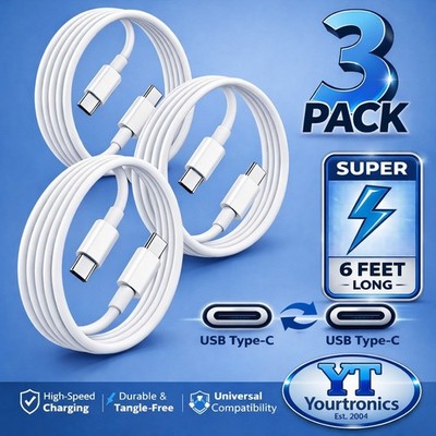 3 Pack 6ft USB-C Fast Charge Cable Charging Cord Charger For iPhone 15 16 17 18