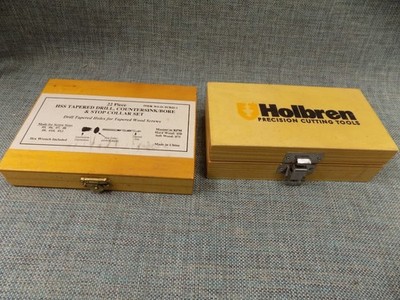 2 Sets Precision Cutting Tool Tapered Drill Stop Collar Wood Box Holbren HSS NEW