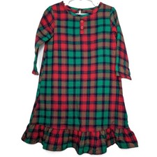 Jammies for your Families Girls Nightgown 2T Plaid Red Green Flannel Christmas